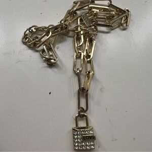 Gold Chain Necklace with Love Padlock Pendant